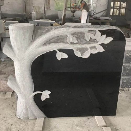 New cheap black granite carved monument headstone european tombstone sculpture gravestone