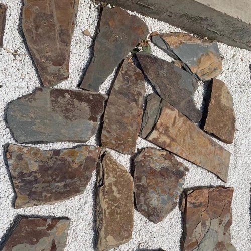 loose flag stone, rusty slate