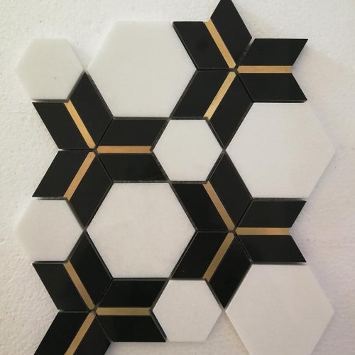 marble mosaic tiles with bronze